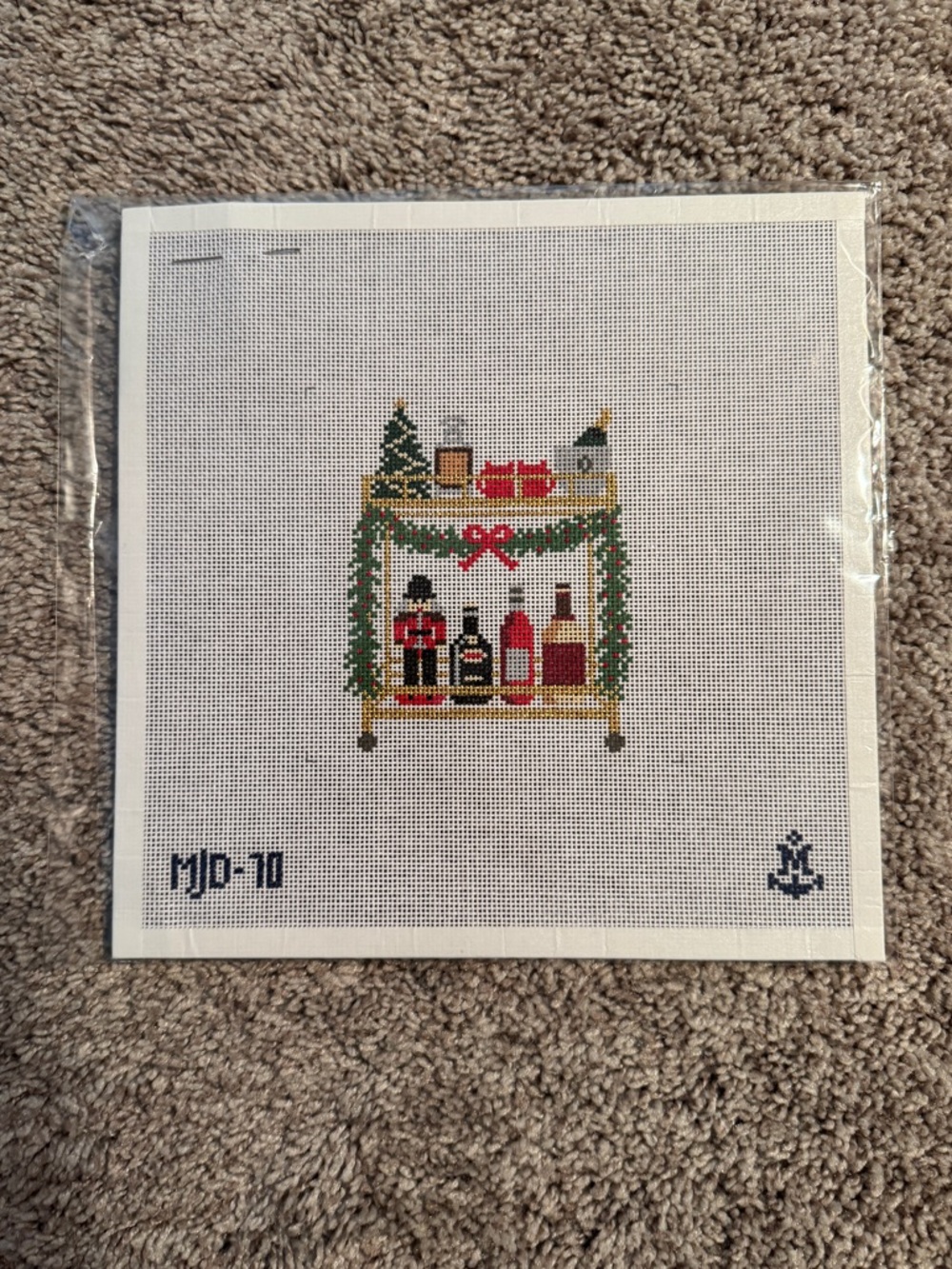 Morgan Julia Designs Christmas Bar Cart - 18 Mesh Needlepoint Canvas